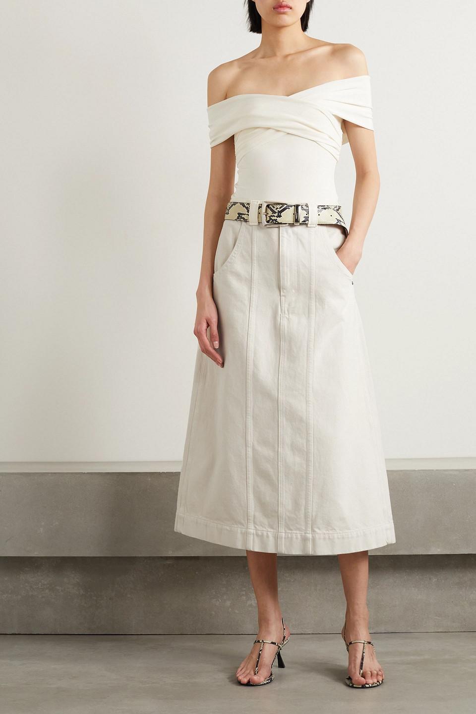 Caroline Denim Midi Skirt In Ivory Product Image