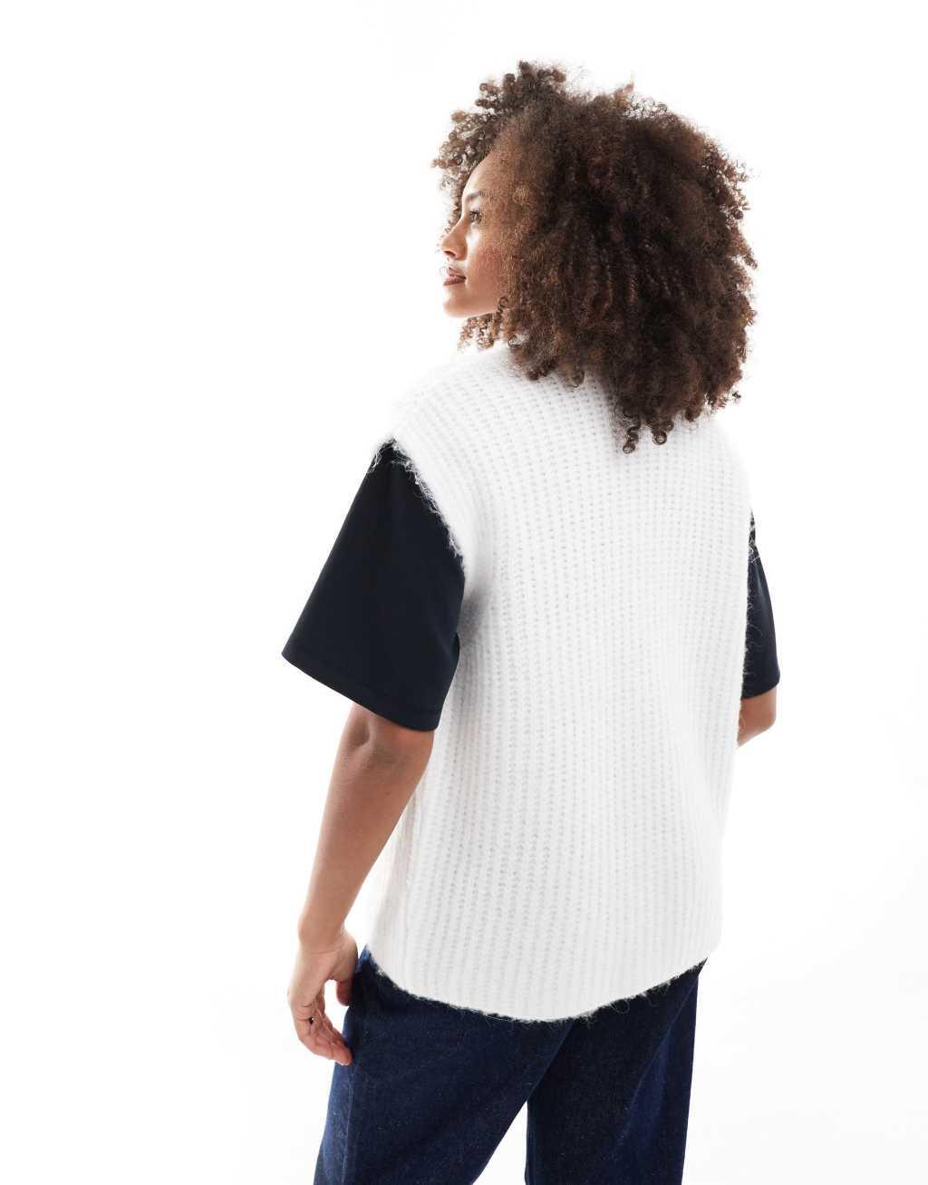 ASOS DESIGN knitted vest in cream Product Image