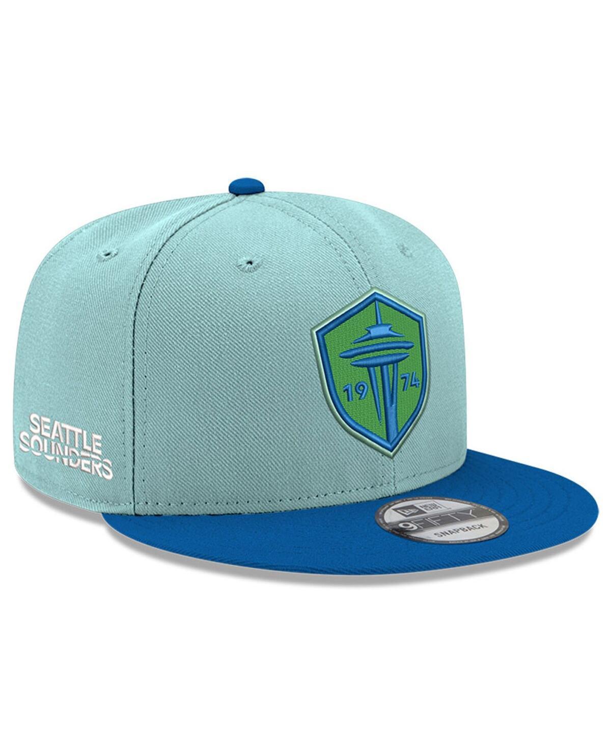 Mens New Era Aqua Seattle Sounders FC 2024 Jersey Hook 9FIFTY Snapback Hat, Turquoise A Product Image