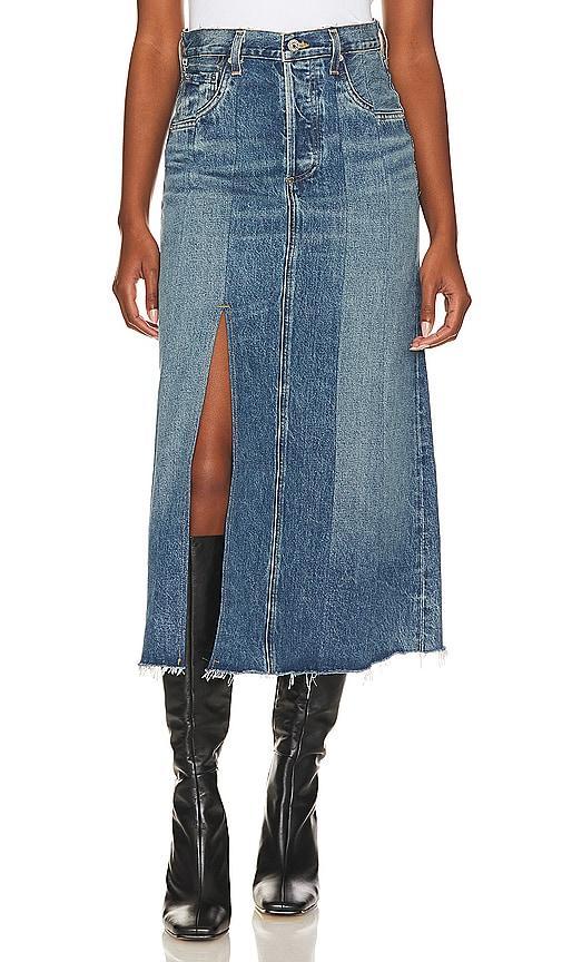 Citizens of Humanity Raian Splice Rework Skirt in Blue Product Image