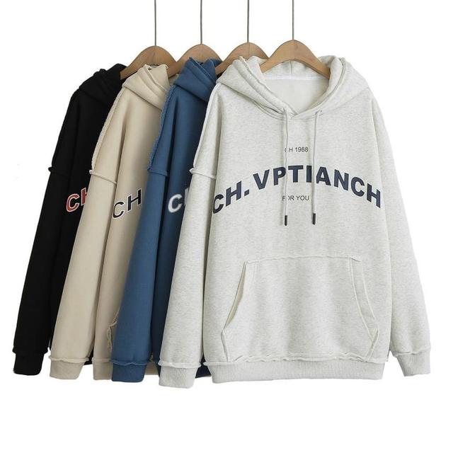 Drop Shoulder Lettering Oversized Hoodie Product Image