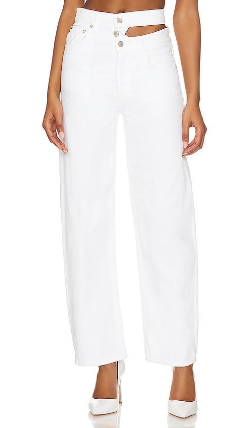 AGOLDE Broken Waistband Jean in Milkshake - White. Size 34 (also in 29, 30, 32). Product Image