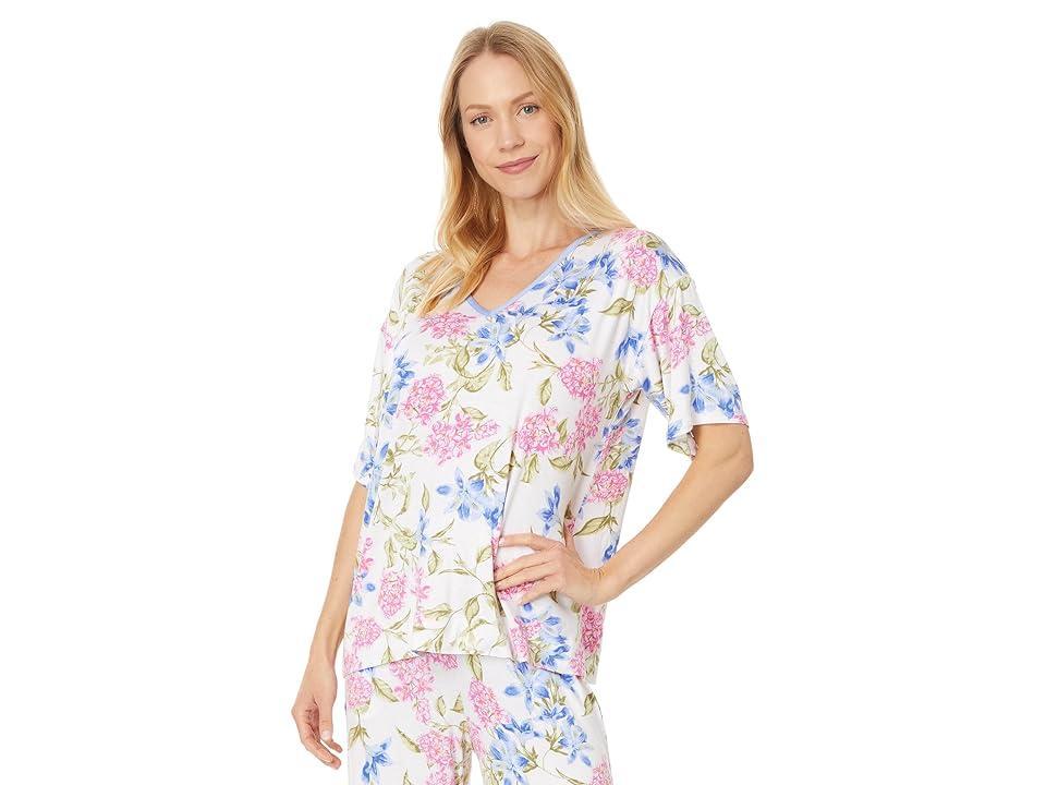 Tommy Bahama Floral Short Sleeve Pj Set (Cream Floral) Women's Pajama Sets Product Image