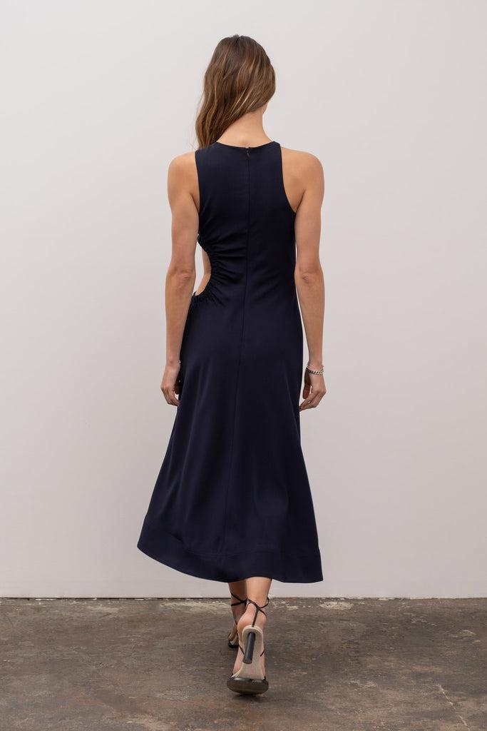 Moon River Emmy Navy Side Cut-Out Midi Dress Product Image