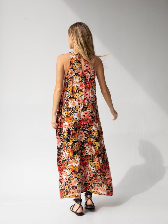 Katie Sleeveless Maxi Dress - Pink Mustard Floral Product Image