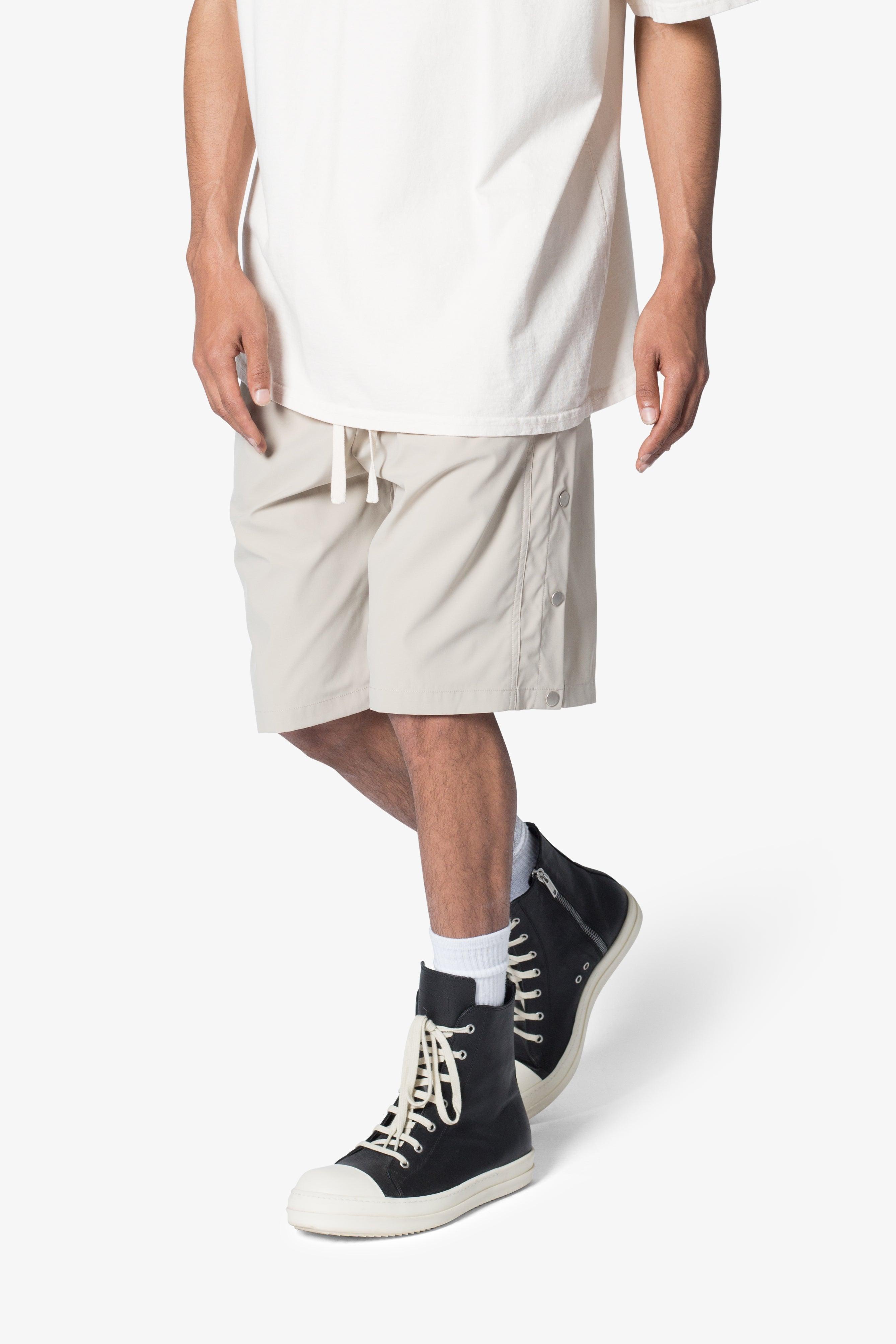 Side Snap Nylon Shorts - Tan Product Image