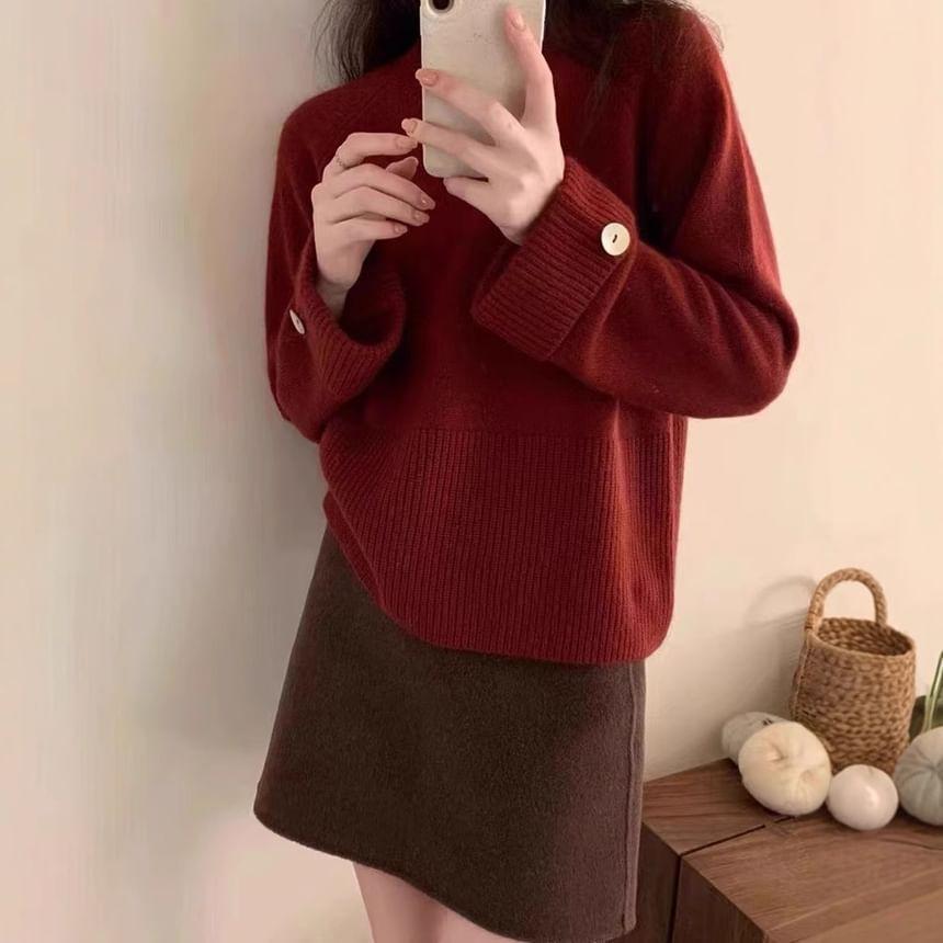 Round Neck Ribbed Sweater product image