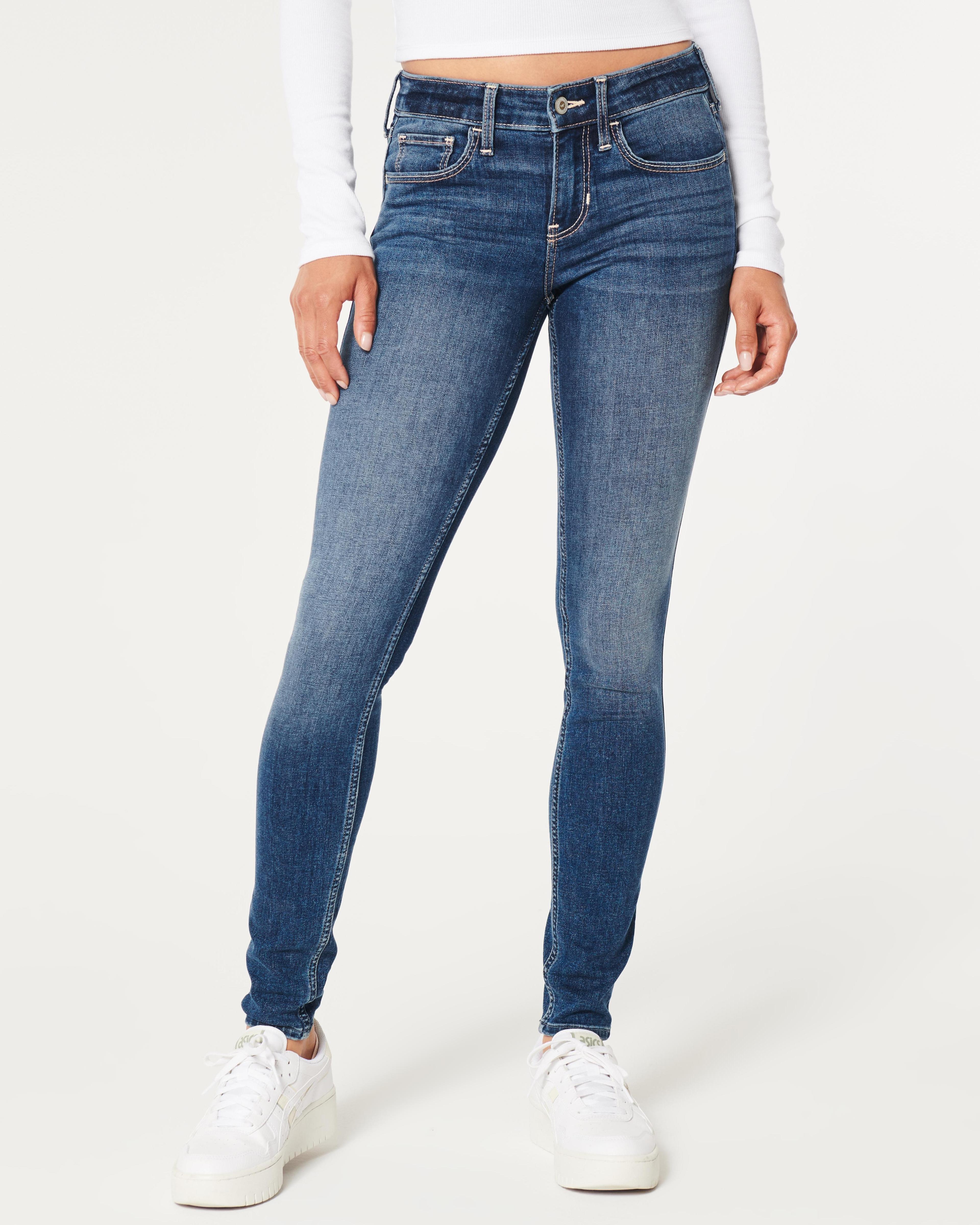 Low-Rise Dark Wash Super Skinny Jeans Product Image