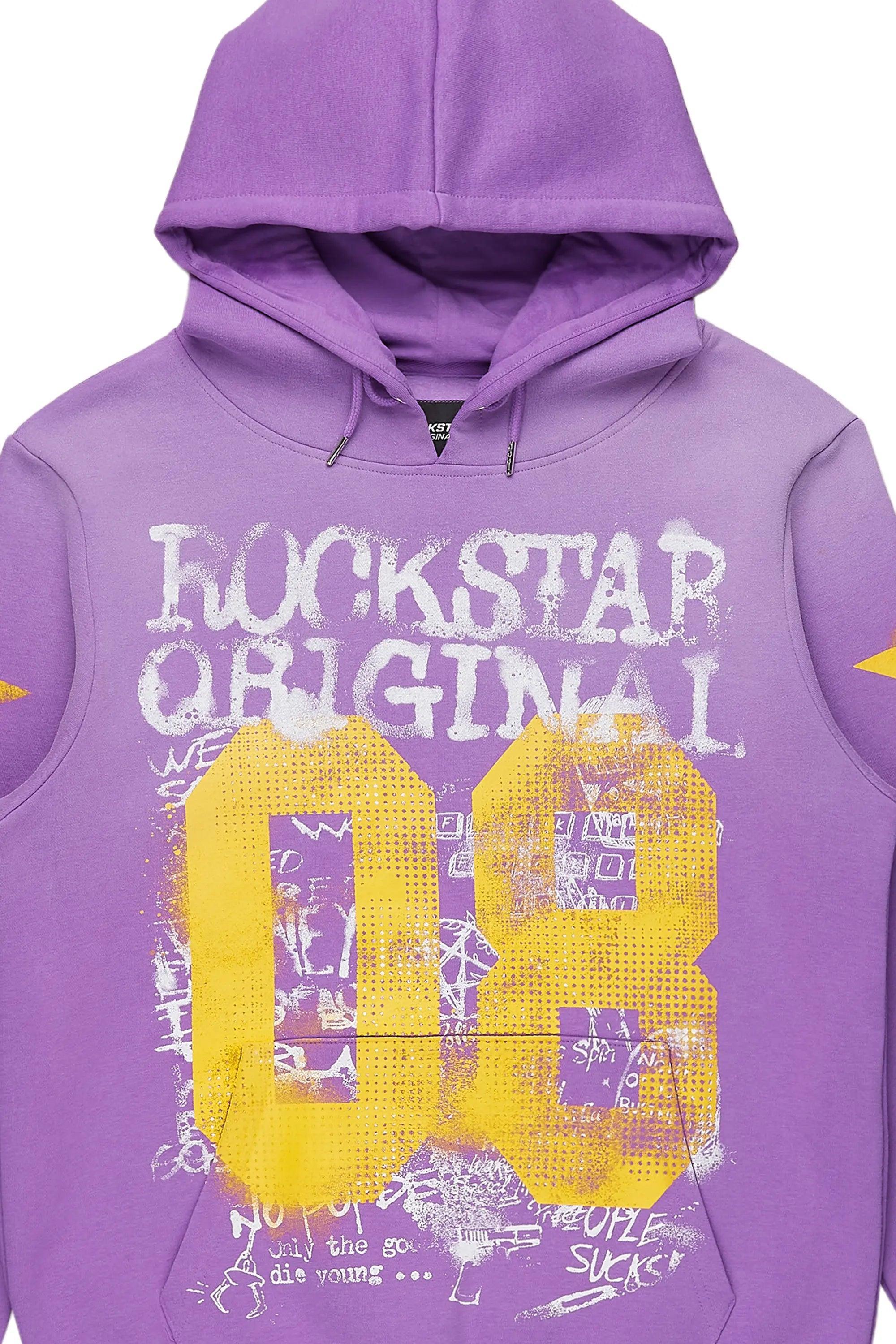 Addax Purple/Yellow Graphic Hoodie Male Product Image