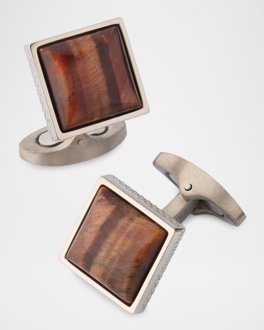 Men's Red Tiger Eye Polished Dome Cufflinks Product Image