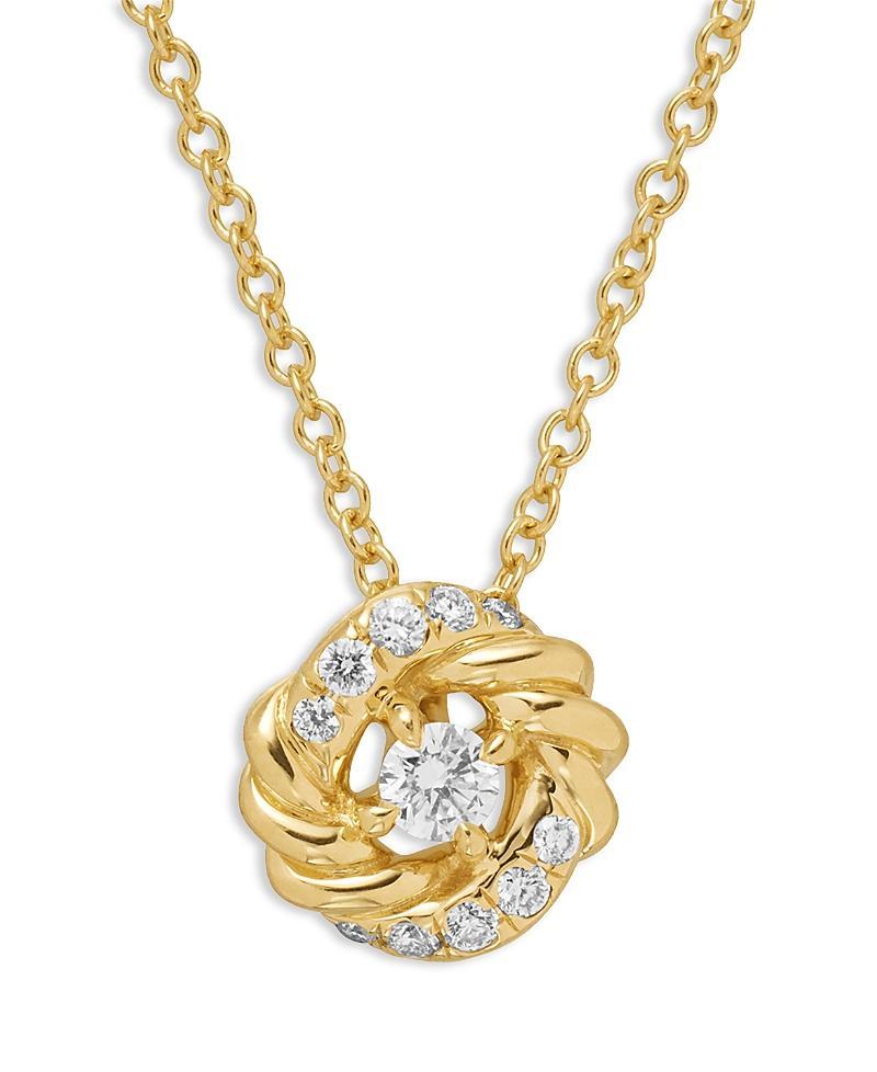 Womens Petite Infinity Pendant Necklace in 18K Yellow Gold with Diamonds Product Image