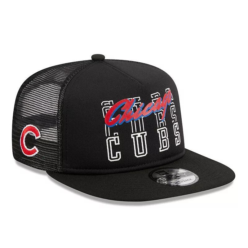 Mens New Era Black Chicago Cubs Street Team A-Frame Trucker 9FIFTY Snapback Hat Product Image