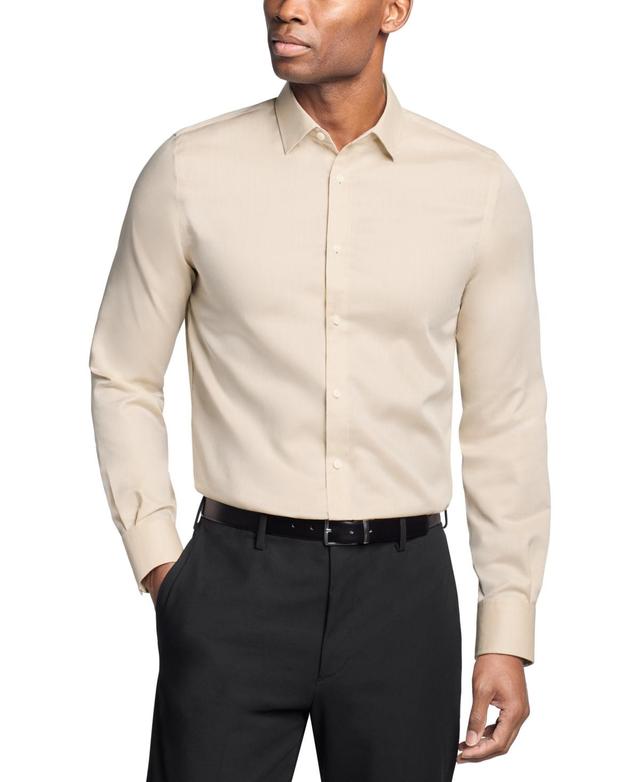 Michael Kors Mens Slim Fit Cotton Linen Untucked Solid Dress Shirt Product Image