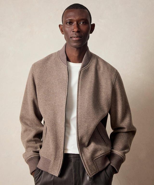 Italian Cashmere Bomber in Taupe Product Image