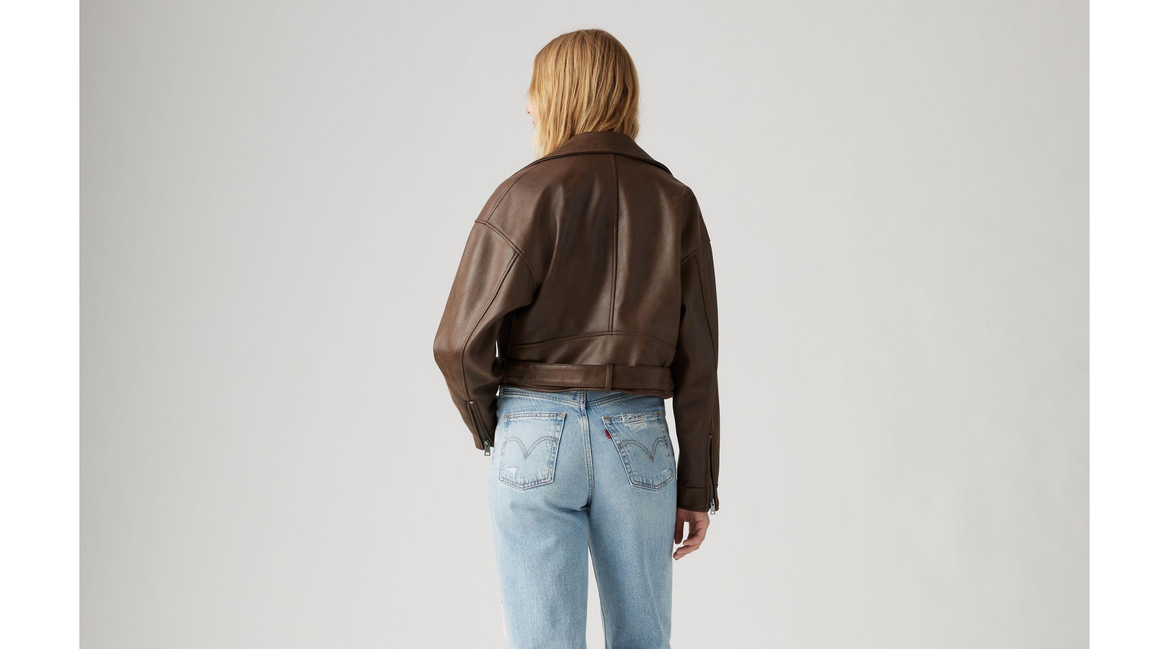 Belted Crop Moto Jacket Product Image