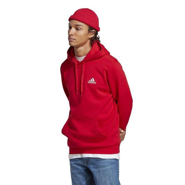 Mens adidas Feel Cozy Pullover Fleece Hoodie Red Product Image