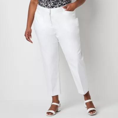 Liz Claiborne-Plus Emma Womens Mid Rise Slim Fit Easy-on + Easy-off Seated Wear Ankle Pant Product Image