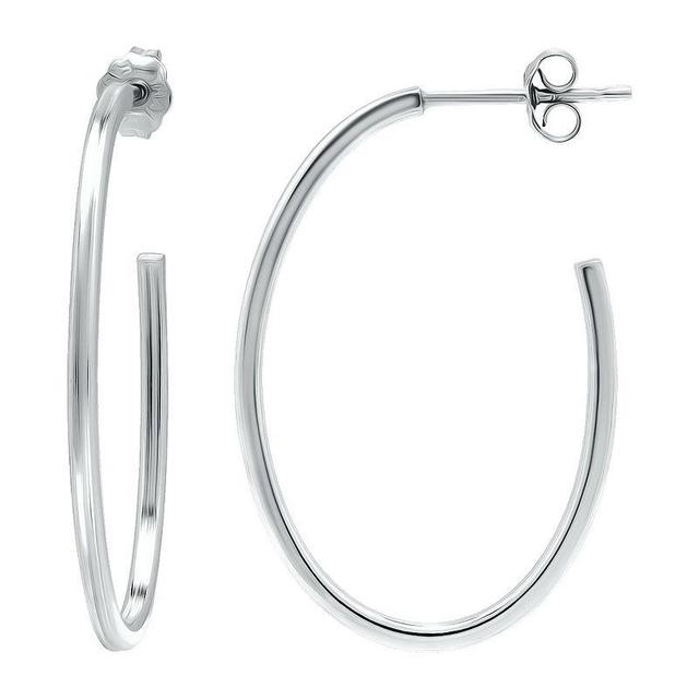 Aleure Precioso Sterling Silver Oval Hoop Earrings, Womens Product Image