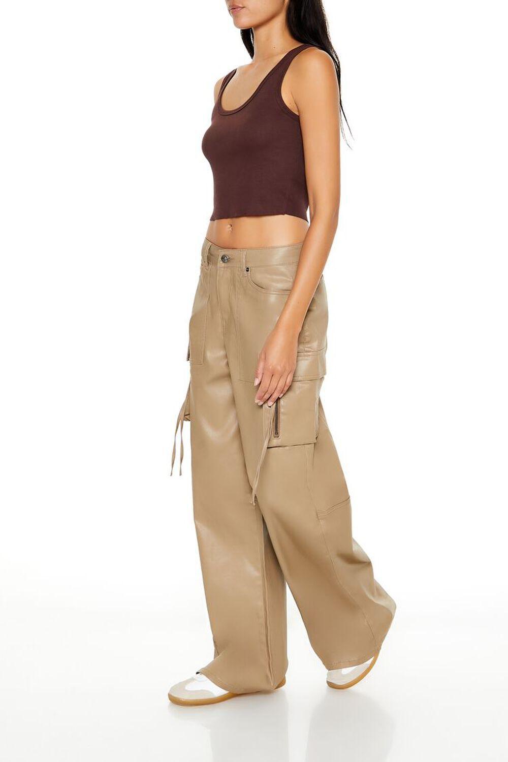 Metallic Mid-Rise Cargo Pants | Forever 21 Product Image