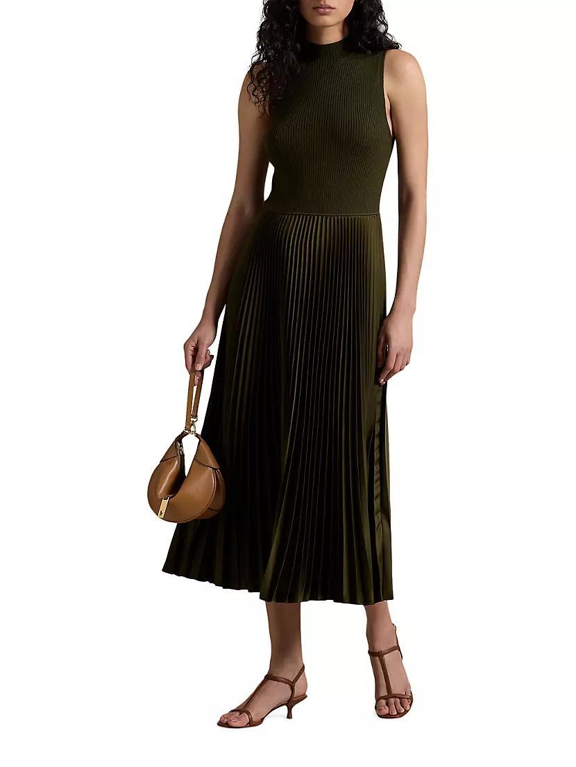 Pleated Sleeveless Mock Turtleneck Midi-Dress product image