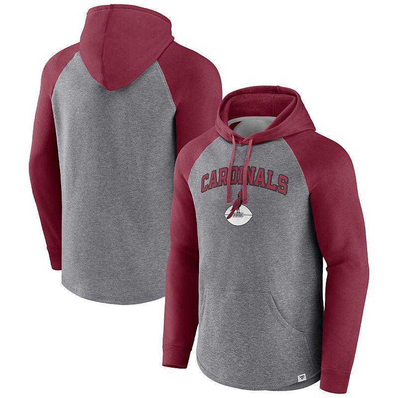 Mens Fanatics Branded Heathered Gray/Cardinal Arizona Cardinals By Design Raglan Pullover Hoodie Product Image