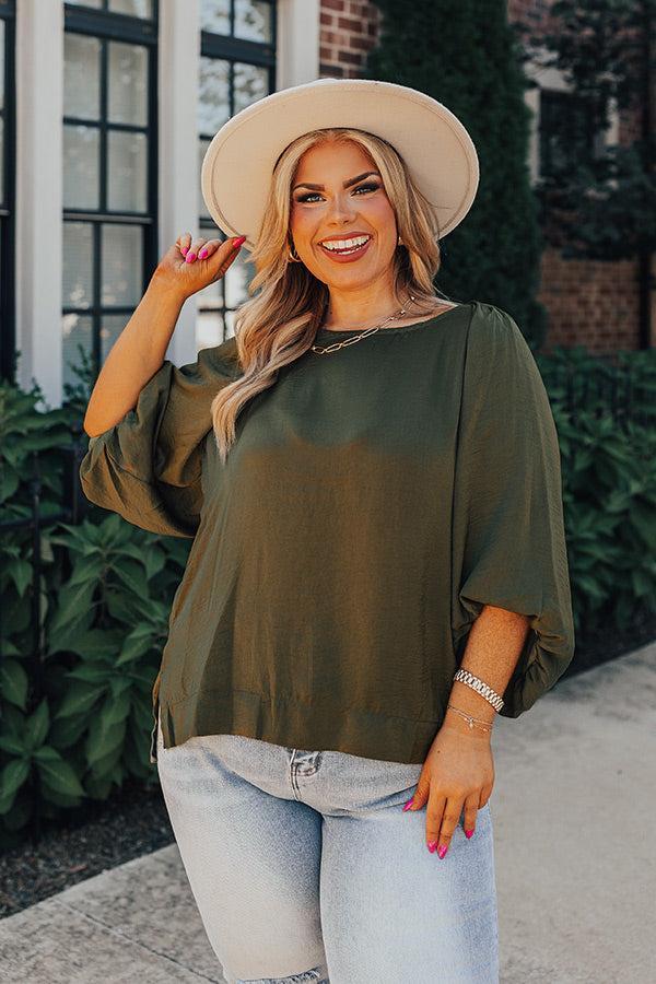 Across The World Shift Top In Olive Curves Product Image