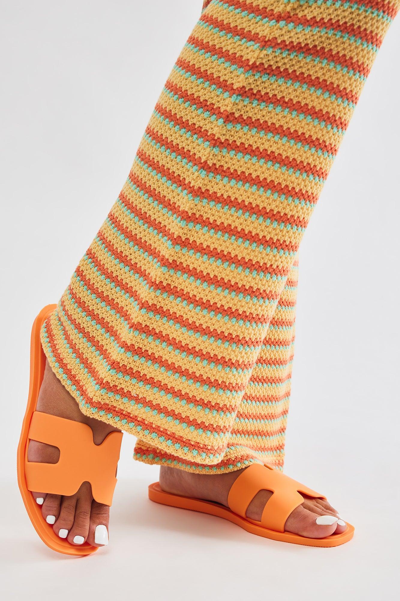 Jackie Flat Sandals - Orange Product Image