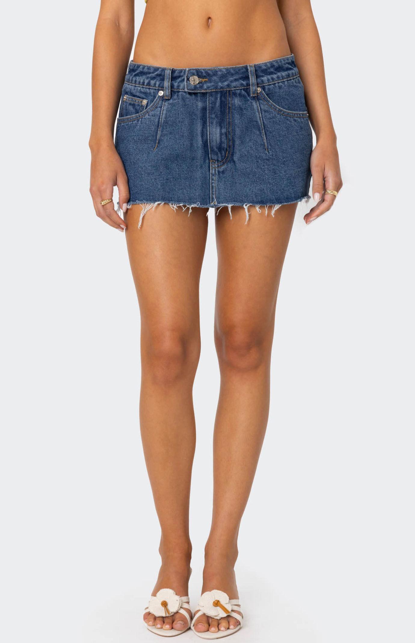 Edikted Women's Clementine Low Rise Denim Micro Skort Product Image