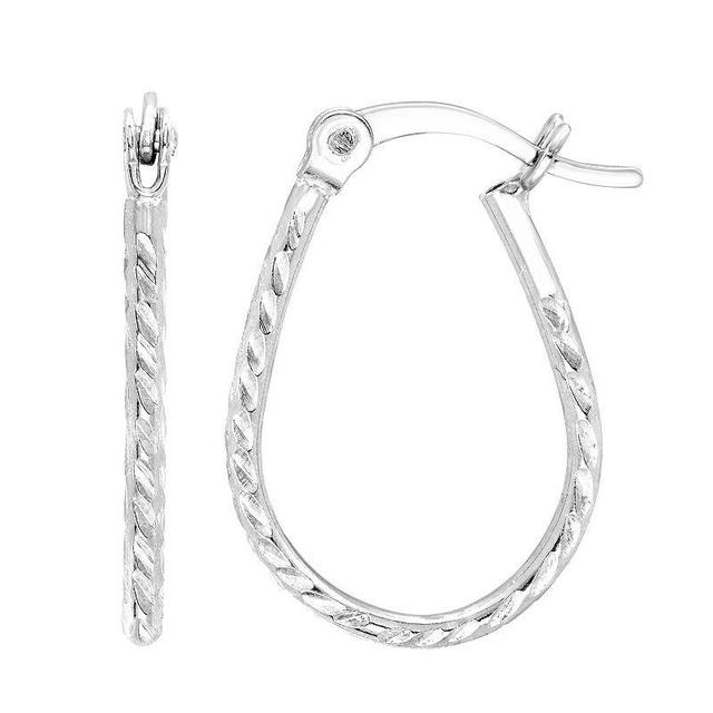 A&M Sterling Silver Dainty Oval Twist Huggie Hoop Earrings, Womens Product Image