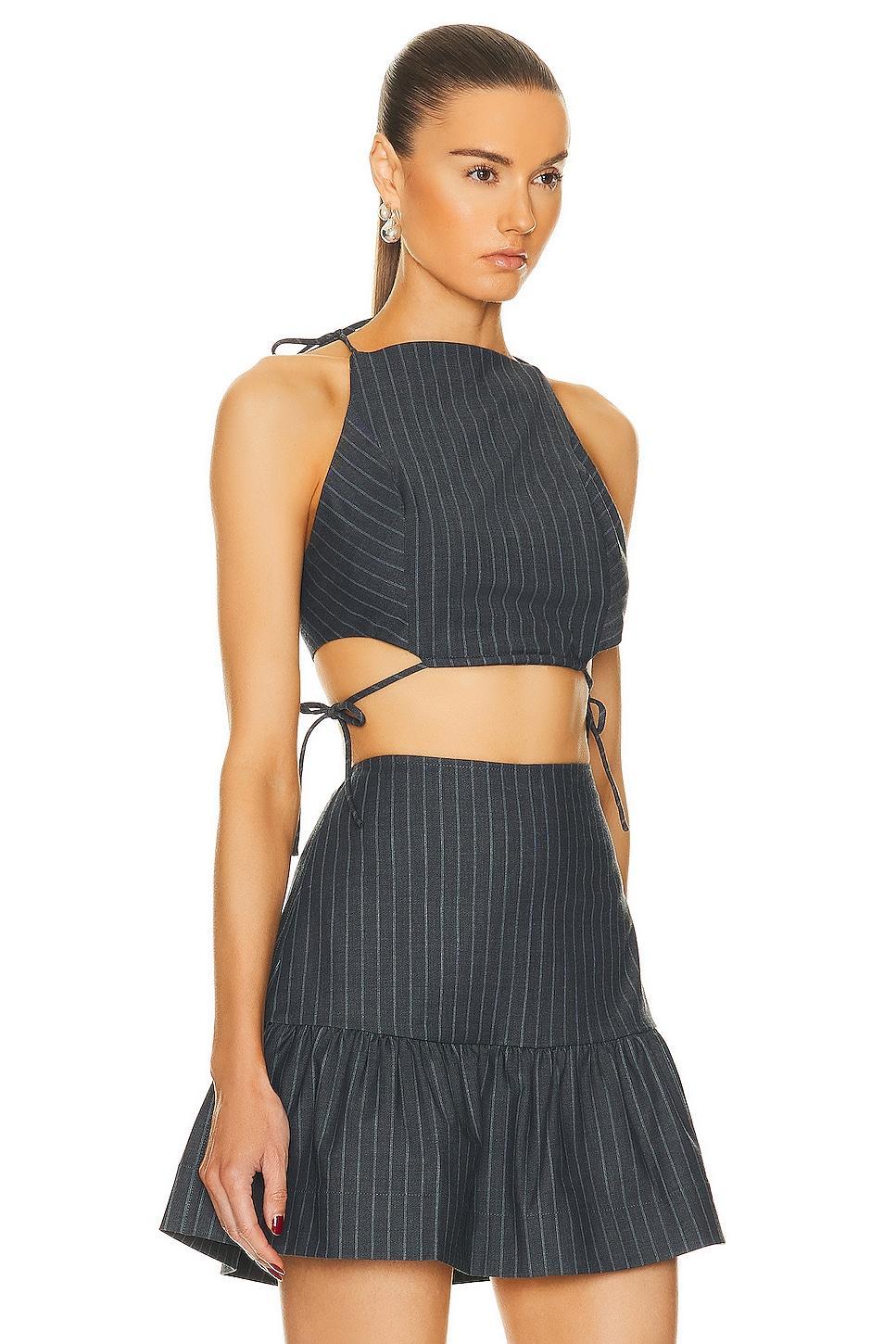 Ganni Stretch Stripe Top in Charcoal Product Image