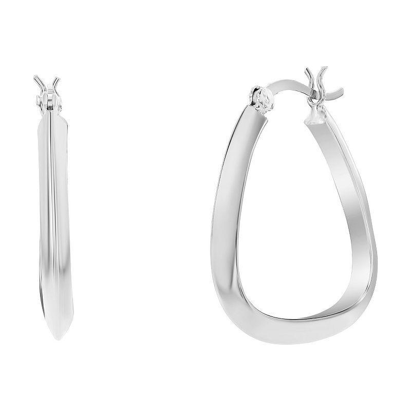 Argento Bella Triangle-Shaped Hoop Earrings, Womens, White Product Image