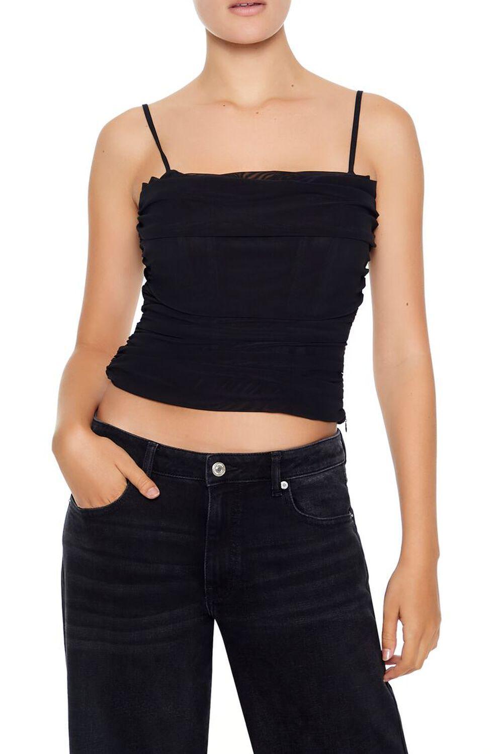 Ruched Mesh Cropped Cami | Forever 21 Product Image