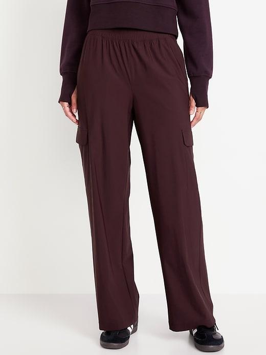 High-Waisted SleekTech Wide-Leg Cargo Pants Product Image