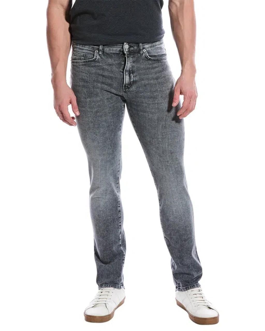 HUGO BOSS Men's Slim-fit Jeans In Stonewashed Italian Stretch Denim In Anthracite Product Image