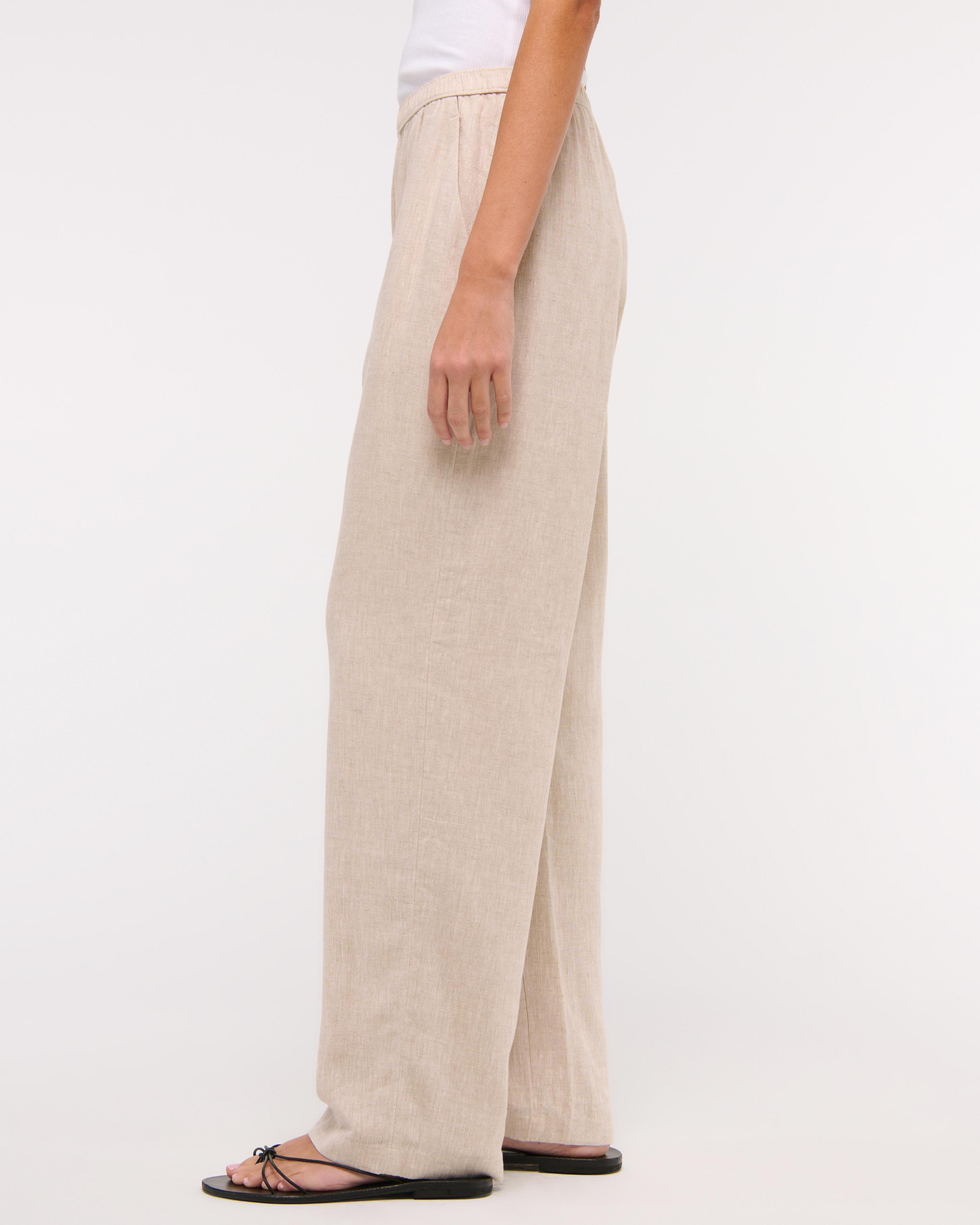 Straight Linen-Blend Pull-On Pant Product Image