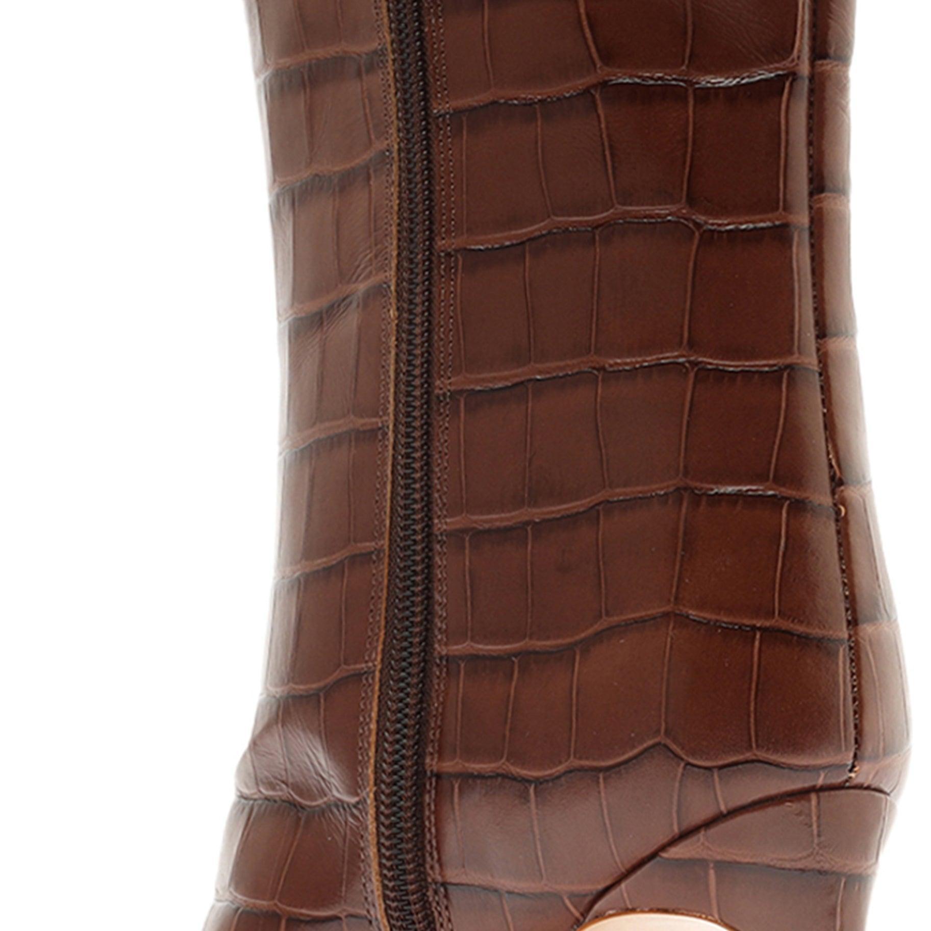 Mary Crocodile Embossed Leather Bootie Female Product Image