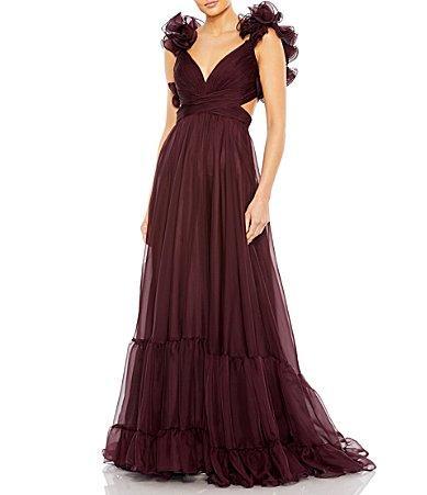 Womens Ieena Ruffle Tiered Cut-Out Chiffon Gown Product Image