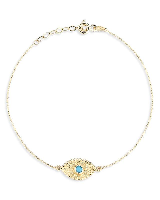 Moon & Meadow Turquoise Evil Eye Bracelet in 14K Yellow Gold Product Image