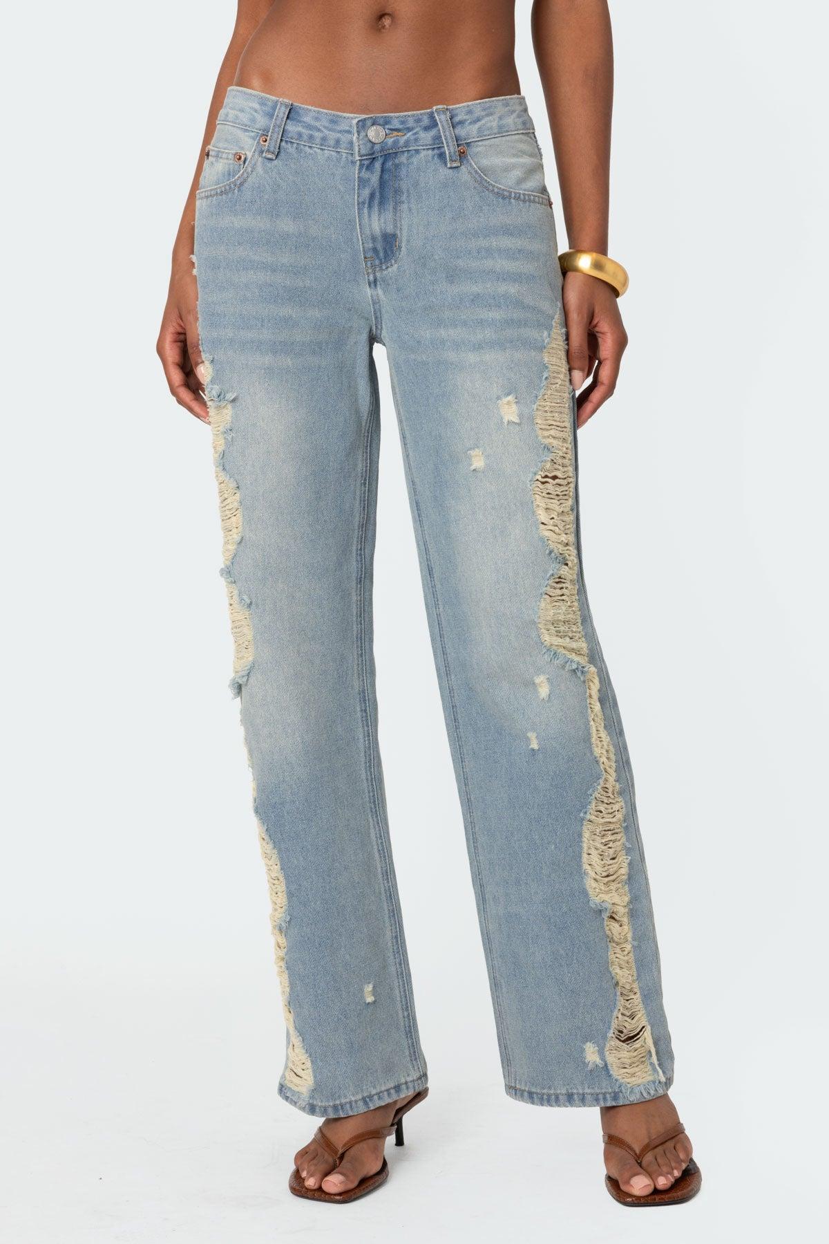 Distressed Sides Washed Jeans Product Image