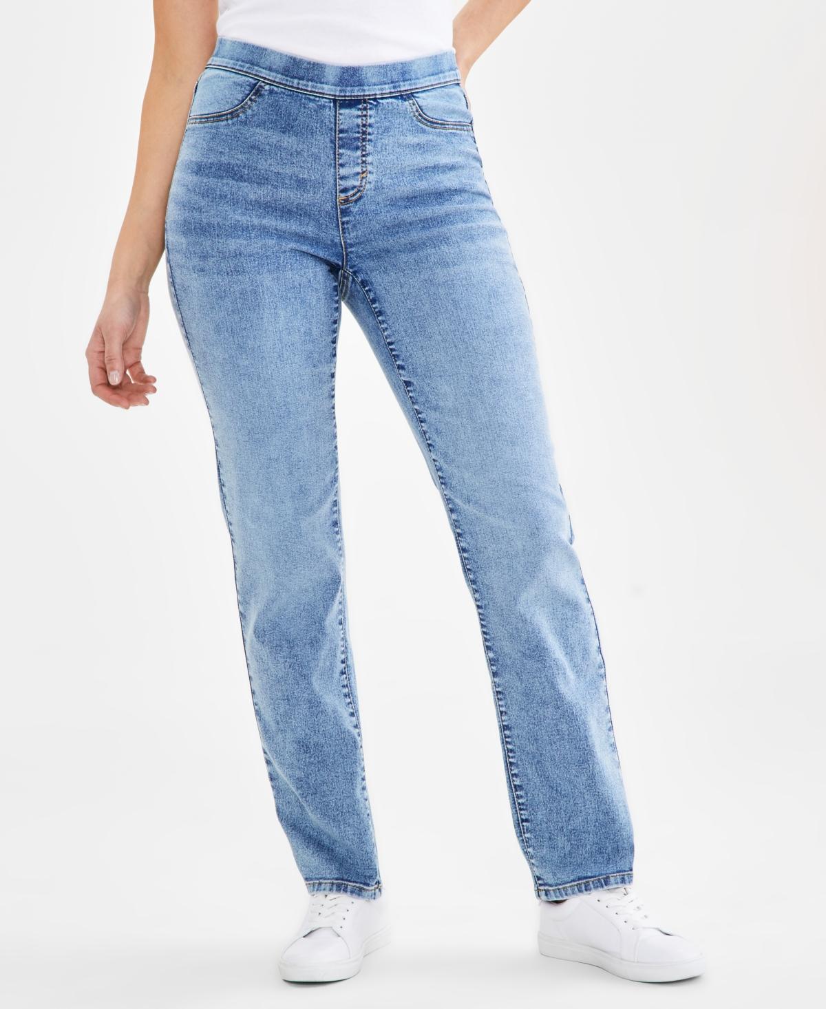 Women's Mid-Rise Pull-On Straight-Leg Denim Jeans, Created for Macy's Product Image