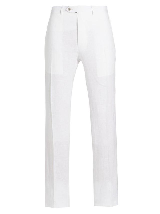 Mens Linen Mid-Rise Straight-Leg Pants Product Image