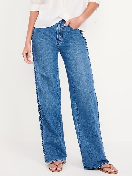 Extra High-Waisted Braided Wide-Leg Jeans Product Image