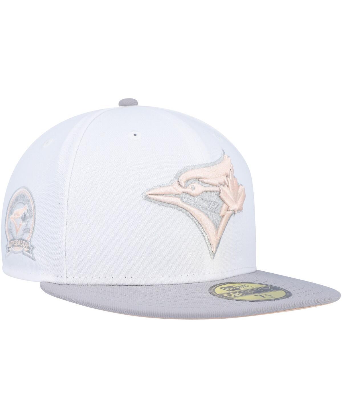 Mens New Era White/Gray Toronto Blue Jays 40th Anniversary Side Patch Peach Undervisor 59FIFTY Fitted Hat Product Image