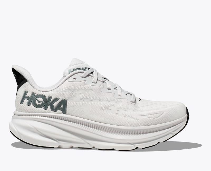 HOKA Mens Clifton 9 Shoes in Black/White, Size 9.5 W Product Image