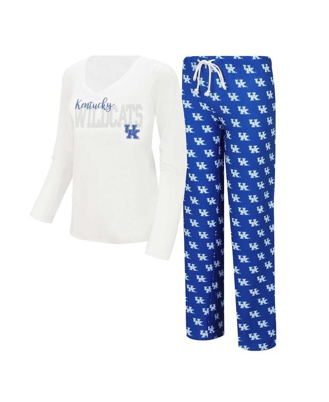 Womens Concepts Sport /Royal Kentucky Wildcats Long Sleeve V-Neck T-Shirt & Gauge Pants Sleep Set Product Image