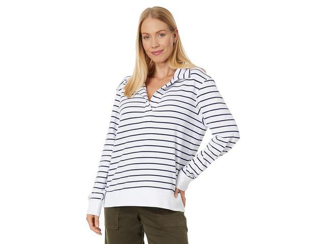 Vineyard Vines Striped Popover Sweatshirt (White Cap) Women's Clothing Product Image