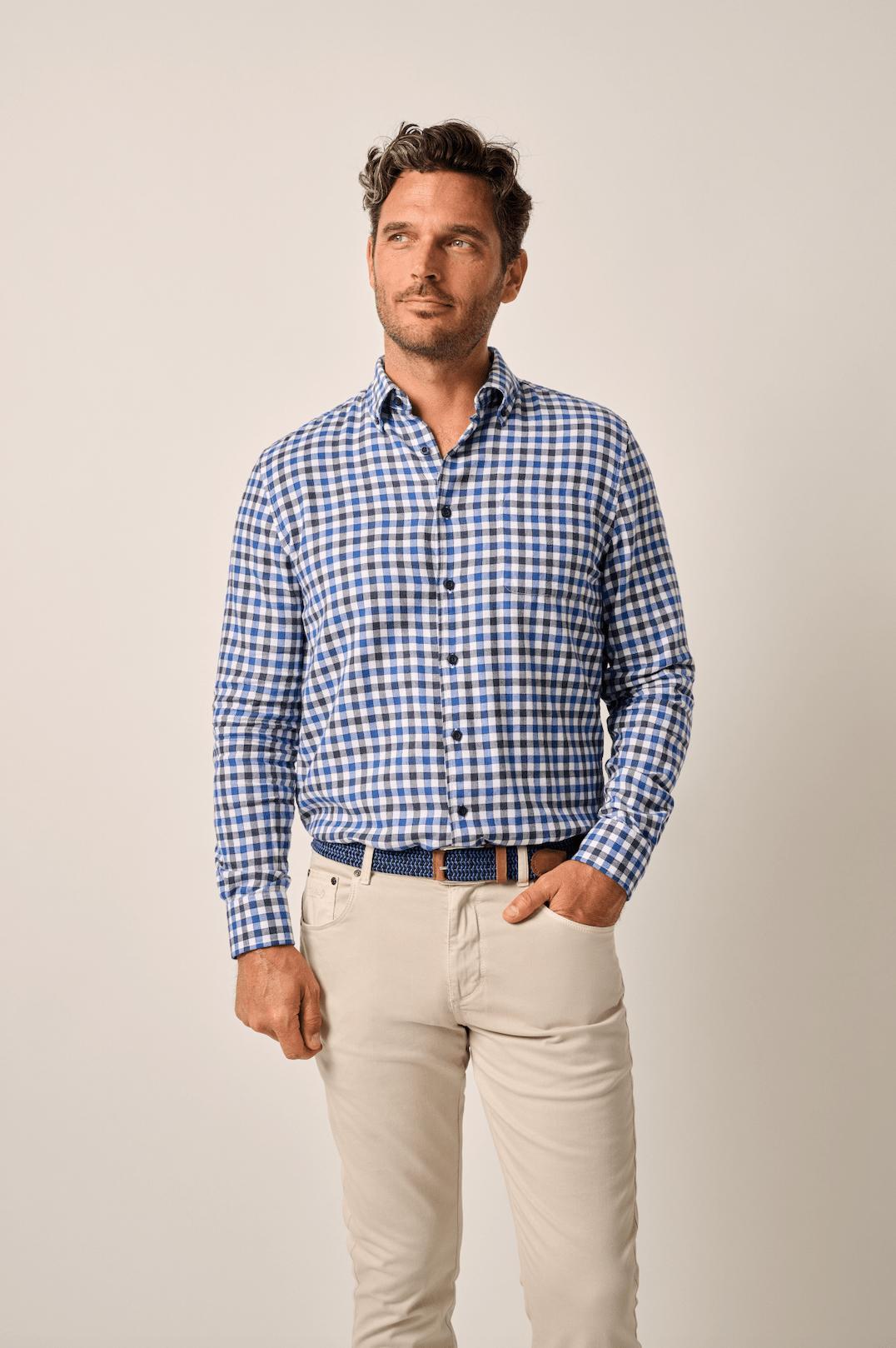 johnnie-O Tucked Cotton Blend Button Up Shirt - Millbank Product Image