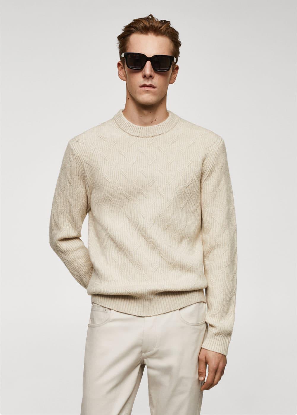 MANGO MAN - Knitted braided sweater light/pastel greyMen Product Image