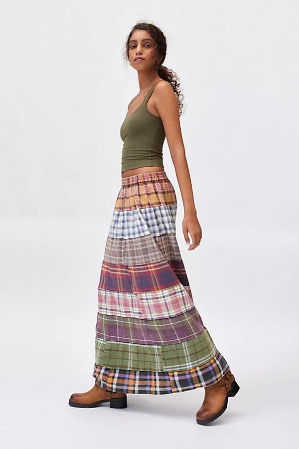 Urban Renewal Remade Tiered Flannel Skirt Womens at Urban Outfitters product image