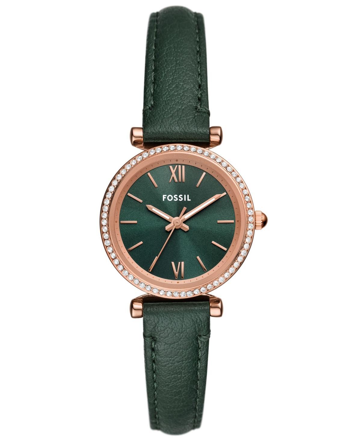 Fossil Womens Carlie Three-Hand Green LiteHide Leather Watch 28mm - Green Product Image